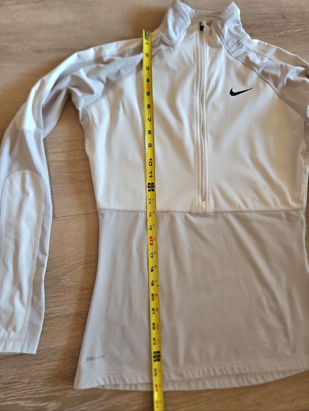 Nike Pro Dri-Fit Womens Half Zip Pullover Running Thumbhole Gray White Sz LARGE - Picture 8 of 10